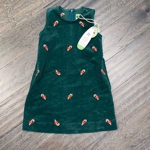 Castaway Nantucket embroidered corduroy Christmas candy cane dress, size 6 NWT!